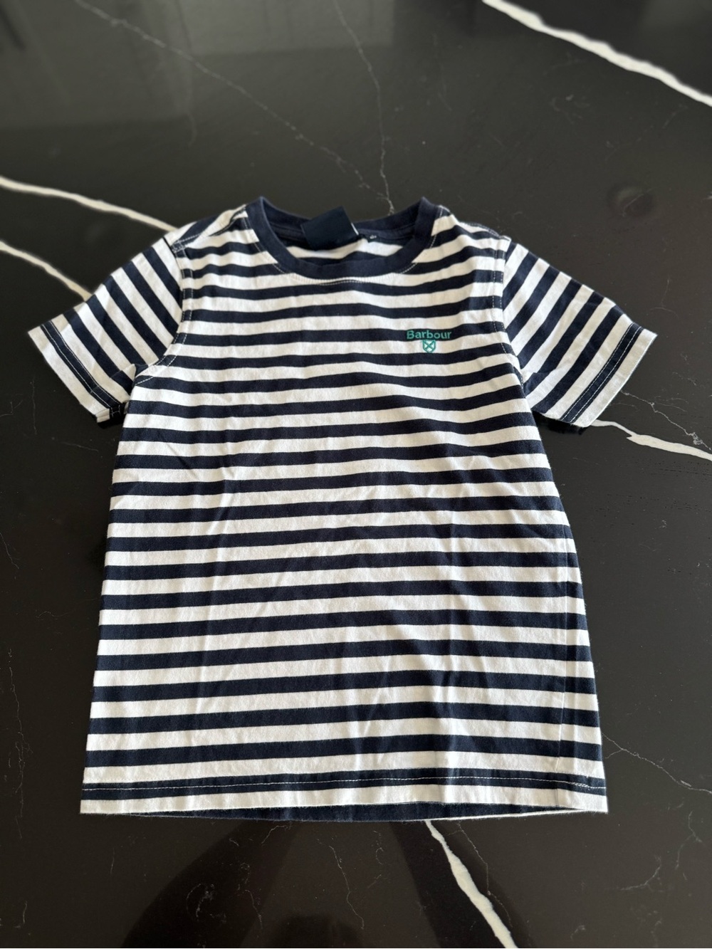 Barbour Boys Navy and White Striped Short Sleeve Tee